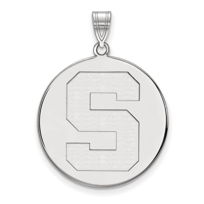 Sterling Silver Michigan State Xl Initial S Disc Pendant